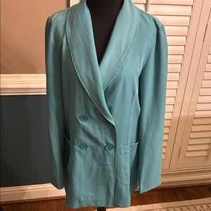 Elegant Teal Double-Breasted Blazer